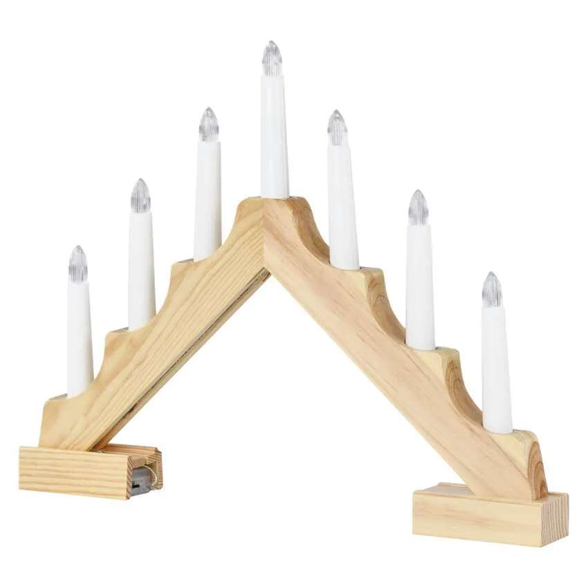 LED svietnik drevený 29 cm