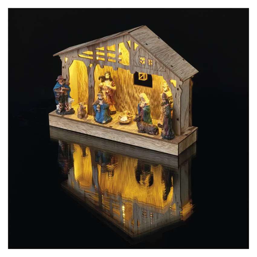 LED betlehem drevený 19 cm