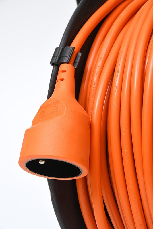 Predlžovací bubon 25 m, 1 zásuvka, 3×1,5 mm², oranžový kábel (FBUBEN-25/1 3*1,5)