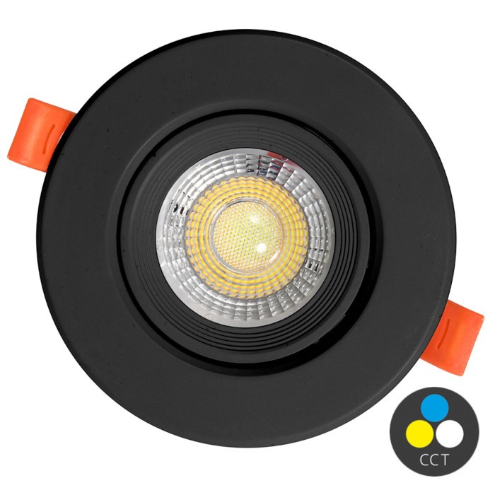 Výklopné bodové LED svietidlo Ecolite ZITA 2 LED-ZHS04/12W/CCT/CR, čierne, Ø 11 cm, pohľad spredu