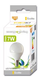 LED žiarovka E14 mini guľa G45, 7 W, 630 lm, 4100 K (LED7W-G45/E14/4100)