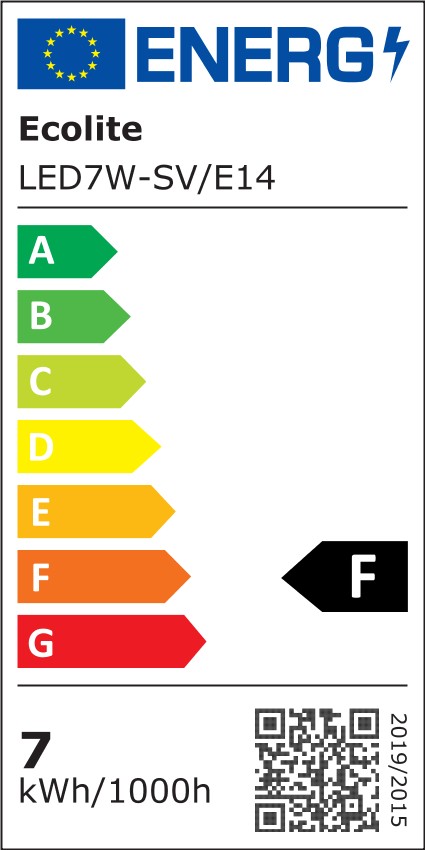 LED žiarovka E14 sviečka, 7 W, 595 lm, 2700 K (LED7W-SV/E14/2700)