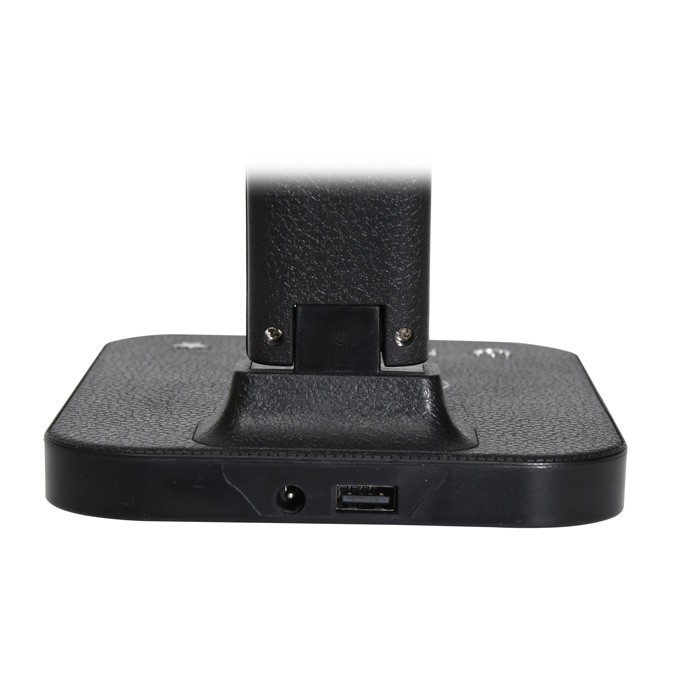 Stolná LED lampa WEST s hodinami a USB, 8 W, CCT, čierna (LU19AC-CR)