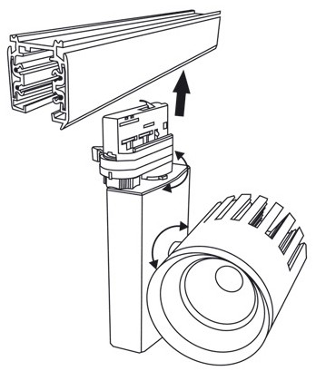 LED svietidlo na 3-fázovú lištu TRACK, COB, 20 W, 4100 K, čierne (TR-TL-20W/CR)