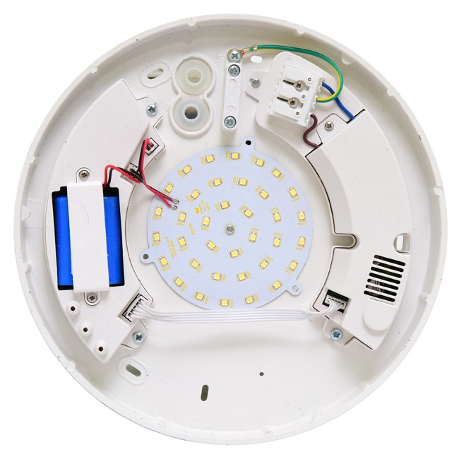 Stropné LED svietidlo VICTOR LED B s núdzovým modulom, 28 cm, 18 W, 4100 K, IP44, biele (W131/EM/LED/B-4100)