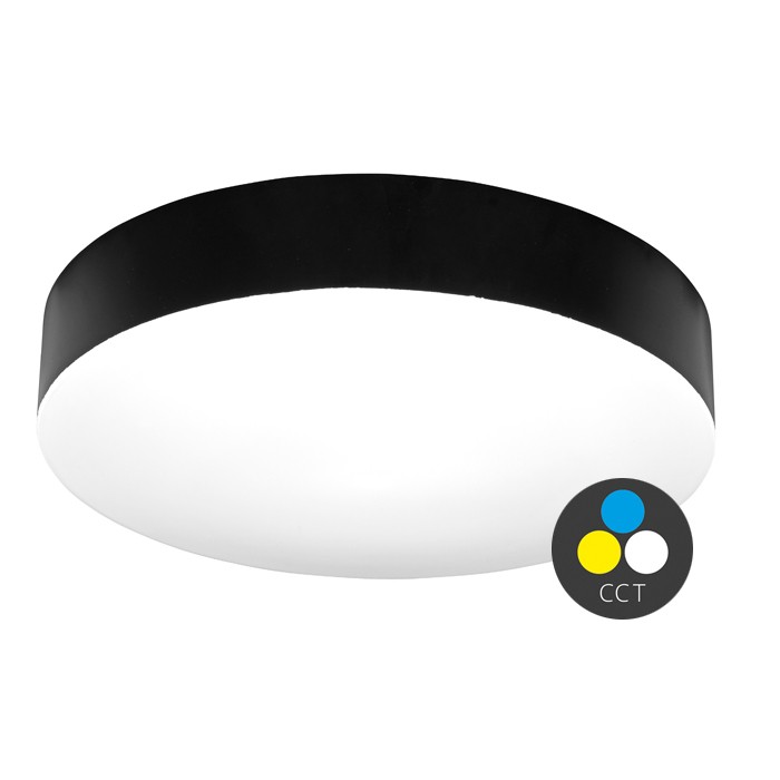 Stropné LED svietidlo MAKARON kruh, Ø 50 cm, 50 W, CCT, IP44, čierne (WML500-CCT/50W/CR)