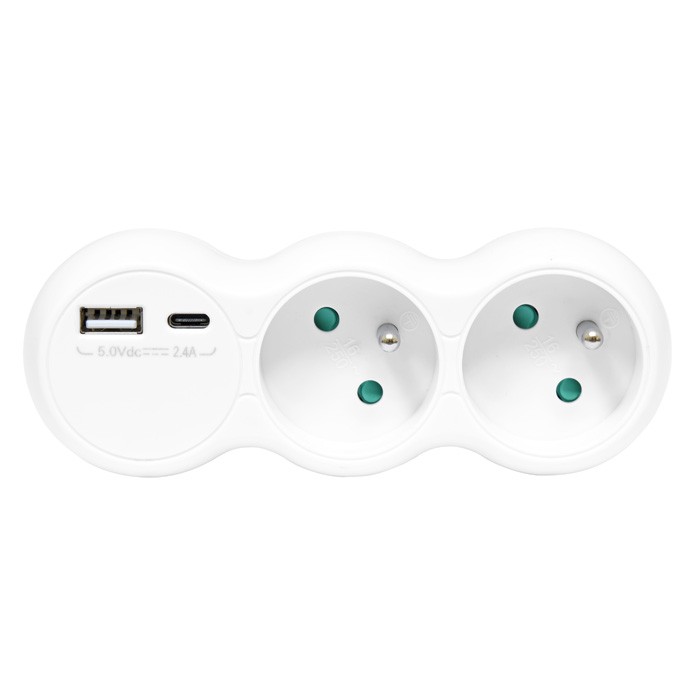 Rozbočovač 2-násobný s USB-A a USB-C, biely (XQBZ-01/3)