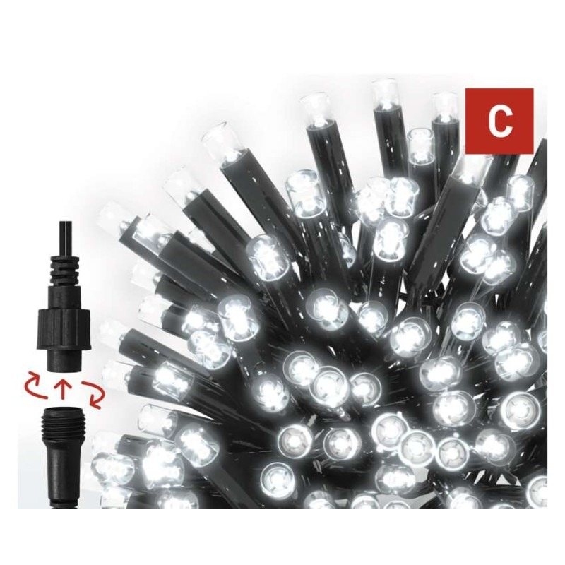 Premium LED spojovacia reťaz čierna 10 m, studená biela, 100 LED