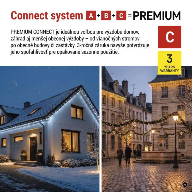 Premium LED spoj. reťaz preblikávajúca, 10 m, vonkajšia aj vnútorná, studená biela