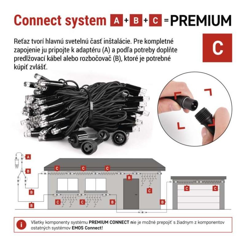 Premium LED spojovacia reťaz preblikávajúca, 10 m, vonkajšia, teplá/studená biela