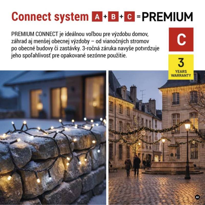 Premium LED spojovacia reťaz preblikávajúca, 10 m, vonkajšia, teplá/studená biela