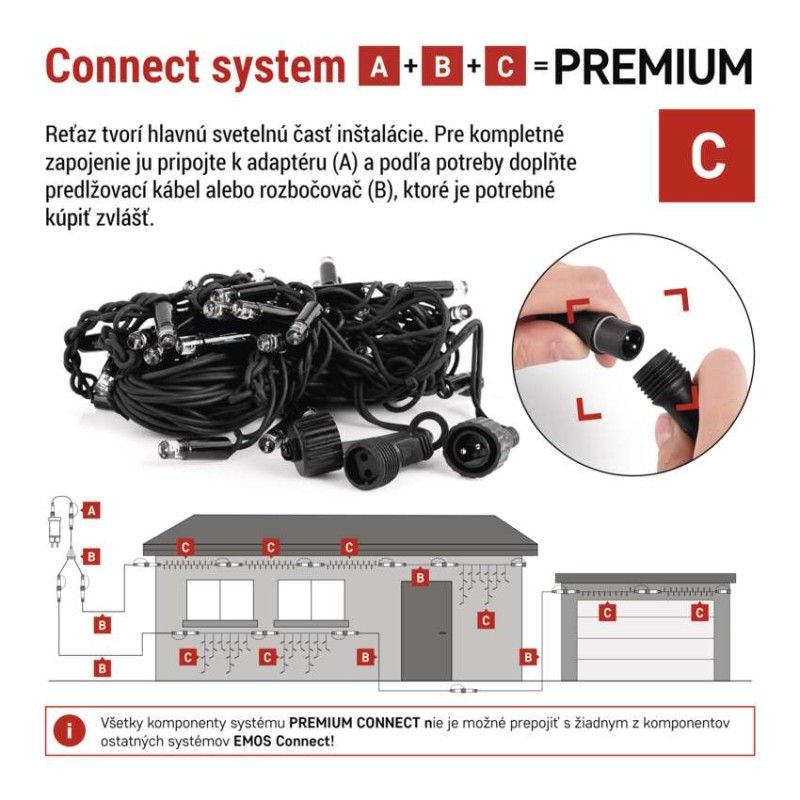 Premium LED spojovacia reťaz preblikávajúca – cencúle, 3 m, vonkajšia, teplá biela