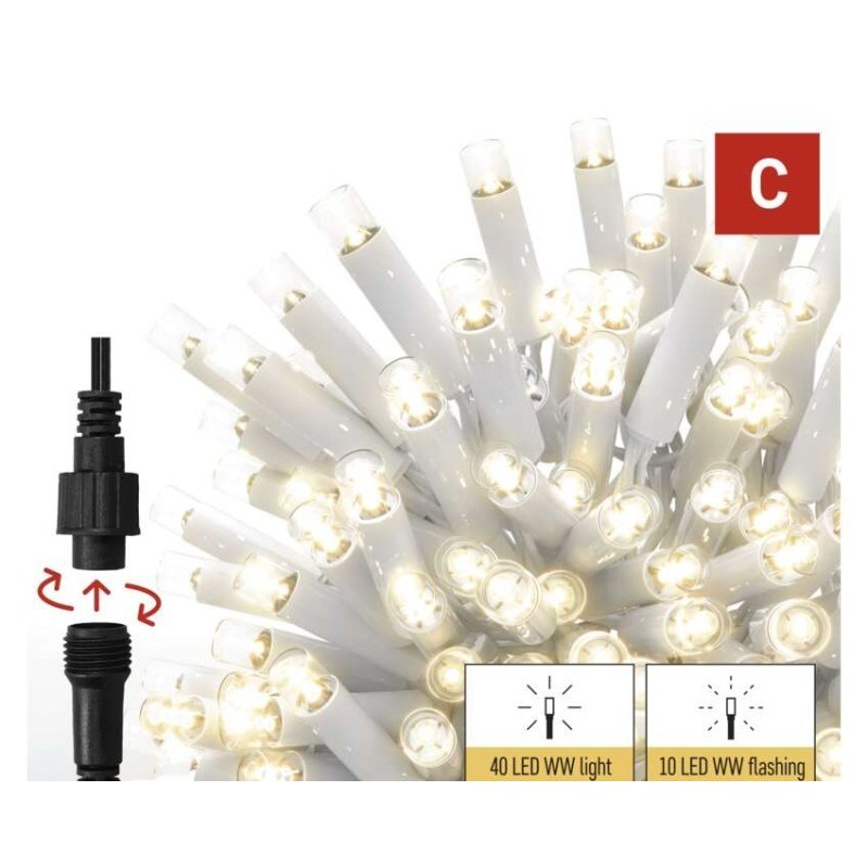 Premium LED spojovacia reťaz blikajúca biela – cencúle, 3 m, vonkajšia, teplá biela