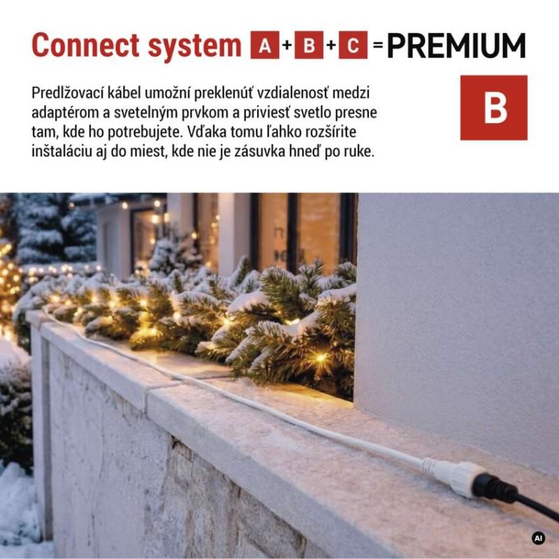 Predlžovací kábel pre spojovacie reťaze Premium biely, 10 m, vonkajší aj vnútorný