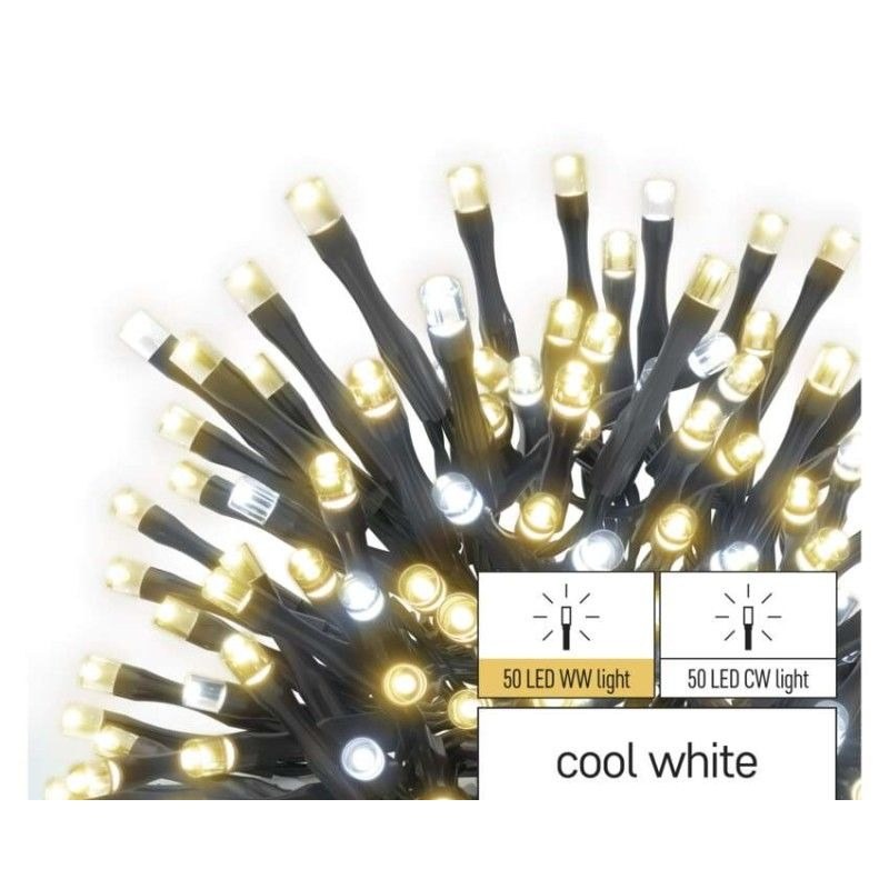 Standard LED spojovacia vianočná reťaz, 10 m, vonkajšia, teplá/studená biela
