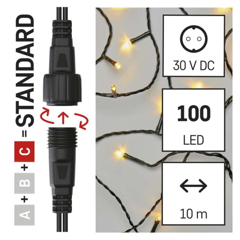 Standard LED spojovacia vianočná reťaz, 5 m, vonkajšia aj vnútorná, teplá biela