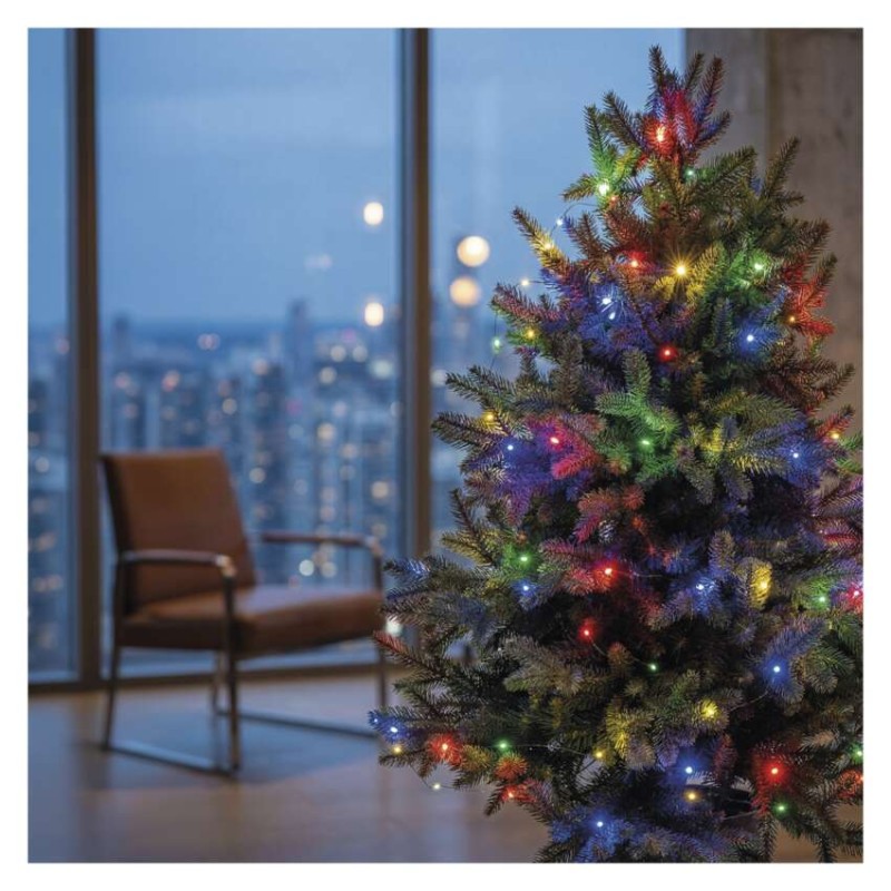 LED vianočná nano reťaz zelená, 7,5 m, vonkajšia aj vnútorná, multicolor, časovač