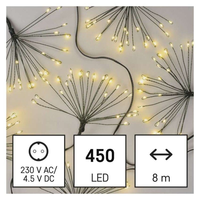 LED svetelná reťaz – svietiace trsy, nano, 8 m, vnútorná, teplá biela, časovač