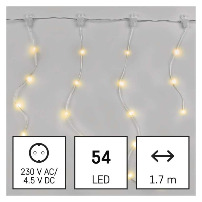 LED vianočná drop reťaz – cencúle, 1,7 m, vonkajšia aj vnútorná, teplá biela, programy