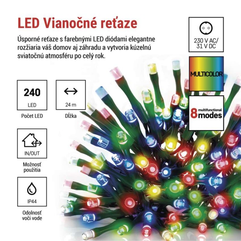 Svetelné programy vianočnej reťaze EMOS D4AM25 s multicolor diódami