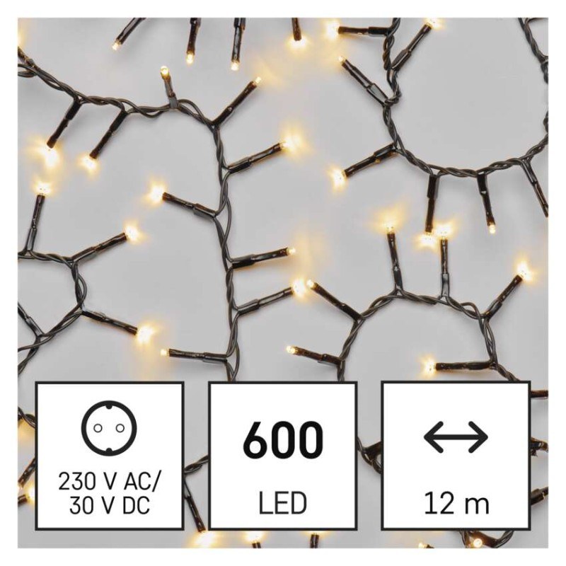 LED vianočná reťaz – ježko, 12 m, vonkajšia aj vnútorná, teplá biela, časovač