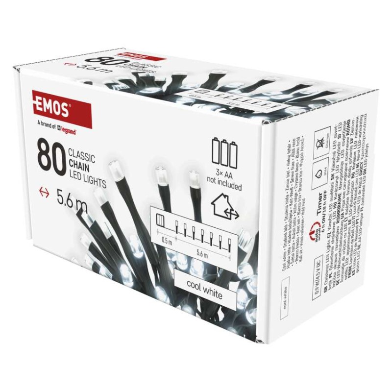 Batériový box LED vianočnej reťaze EMOS D4FC02 na tri batérie AA