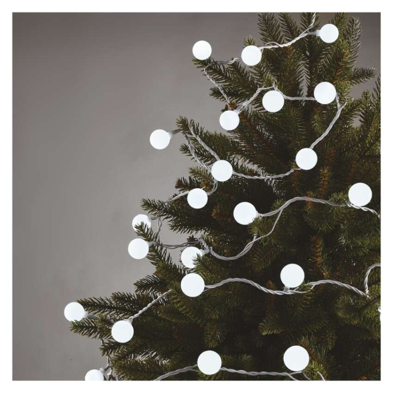 LED svet. cherry reťaz – guličky 2,5cm, 4 m, vonkajšia aj vnútorná, studená biela, časovač