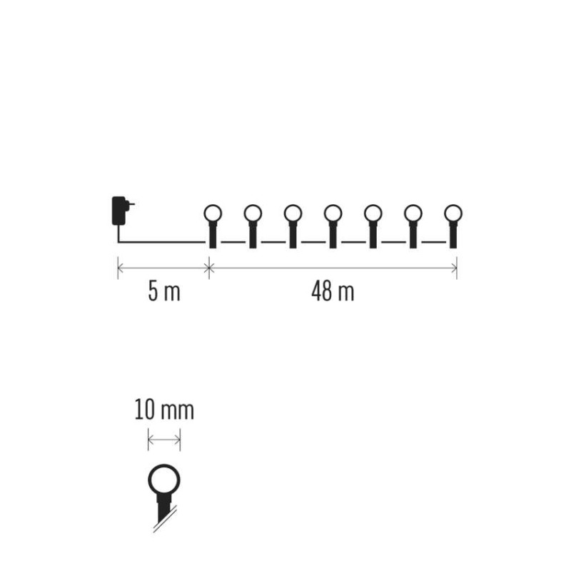 LED vianočná cherry reťaz – guličky, 48 m, vonkajšia aj vnútorná, studená biela, časovač