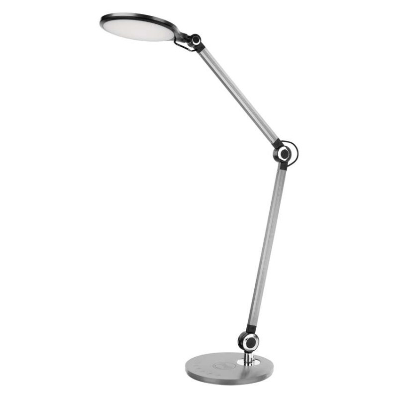 LED stolová lampa KAREN 9,2 W s bezdrôtovým nabíjaním, 640 lm, 3 farby svetla, stmievateľná, sivá