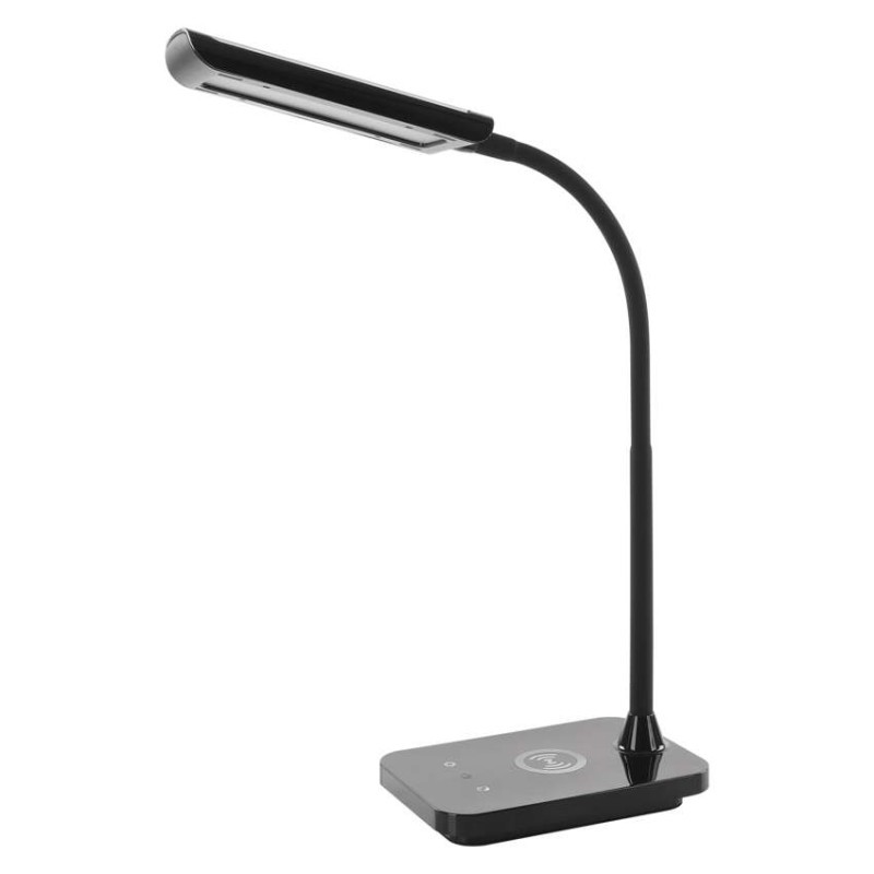 LED stolová lampa KYLE 5,5 W s bezdrôtovým nabíjaním a USB, Ra 90, stmievateľná, čierna