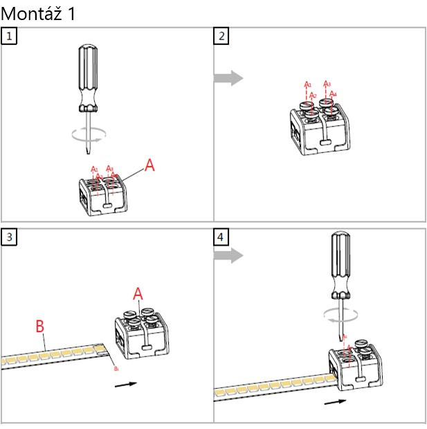 Skrutkovací konektor na pripojenie kábla k LED pásu (KM-10A)