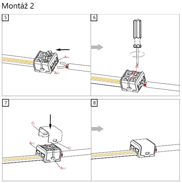 Skrutkovací konektor na pripojenie kábla k LED pásu (KM-10A)