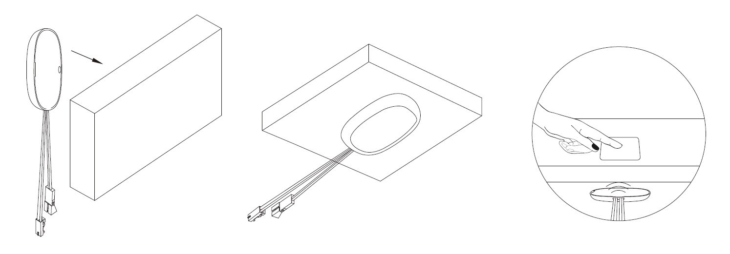 Dotykový vypínač LED pásu do nábytku pre jednu vetvu, stmievateľný, do 60 W (KM-VDS-01SS)