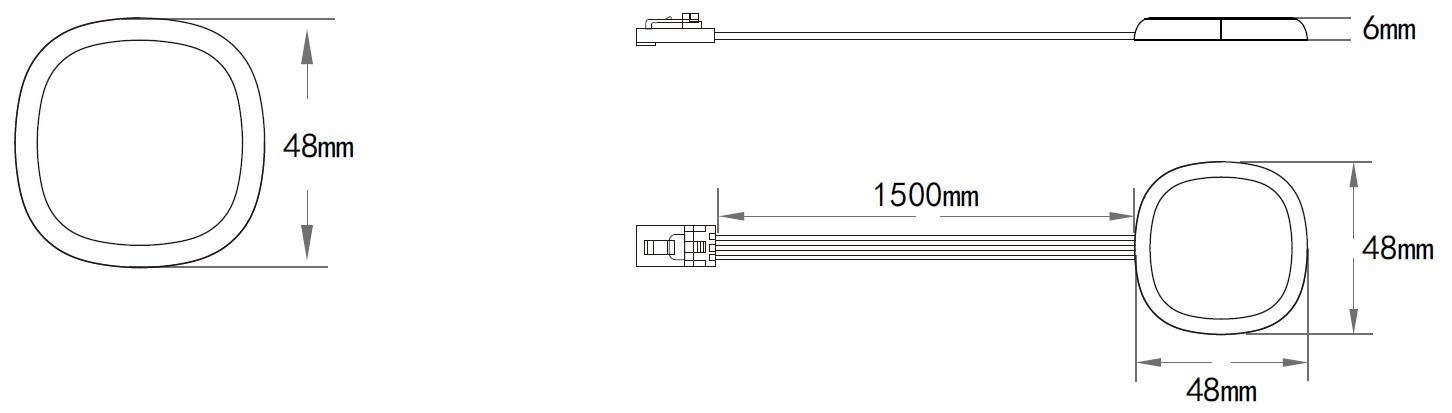 Dotykový vypínač LED pásu do nábytku pre jednu vetvu s dvoma ovládacími miestami, stmievateľný, do 60 W (KM-VDS-02SS)