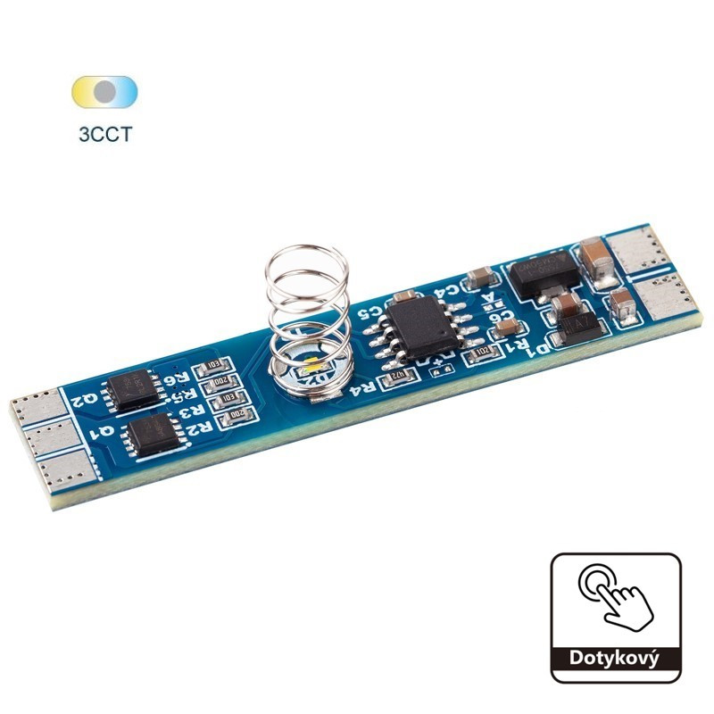 Dotykový vypínač CCT LED pásu do hliníkového profilu, stmievateľný, 12 V 96 W / 24 V 192 W (KM-VDS-06L)
