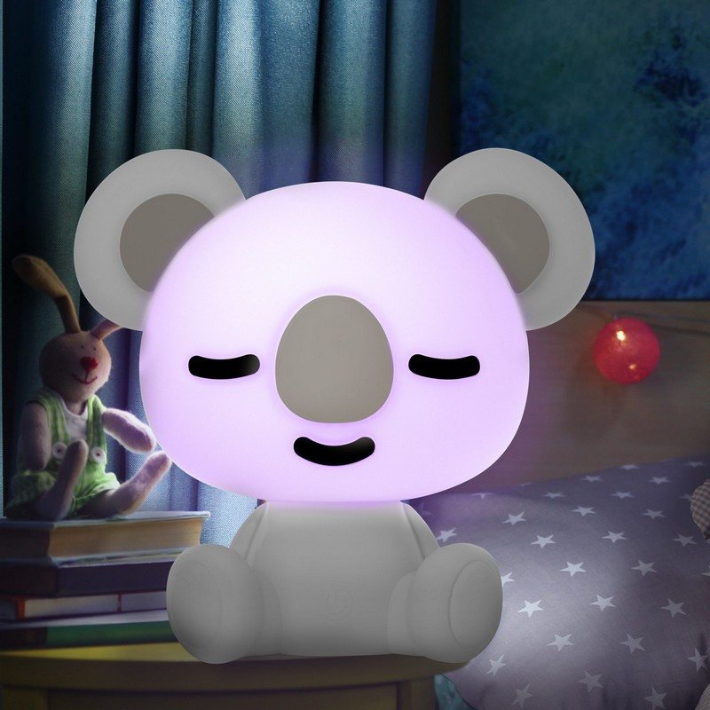 Detská nabíjacia LED lampa KOALA 2,5 W, biele a RGB svetlo, 8 úrovní
