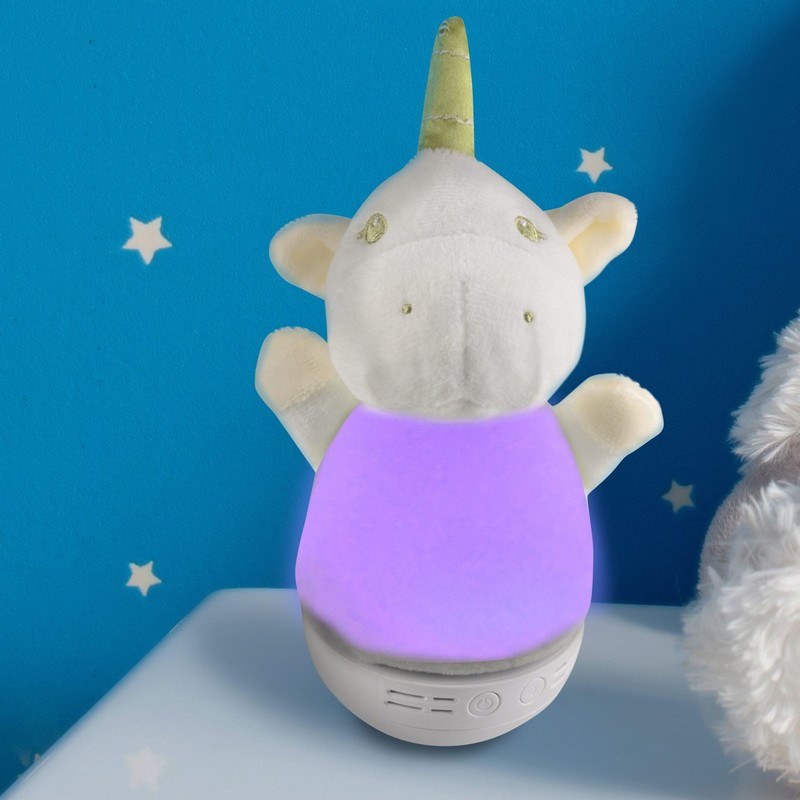 Detská plyšová lampa s uspávankami JEDNOROŽEC, RGB, 10 melódií