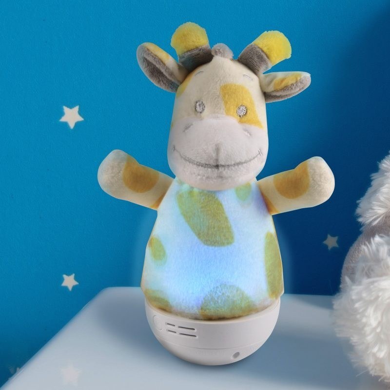 Detská plyšová lampa s uspávankami ŽIRAFA, RGB, 10 melódií