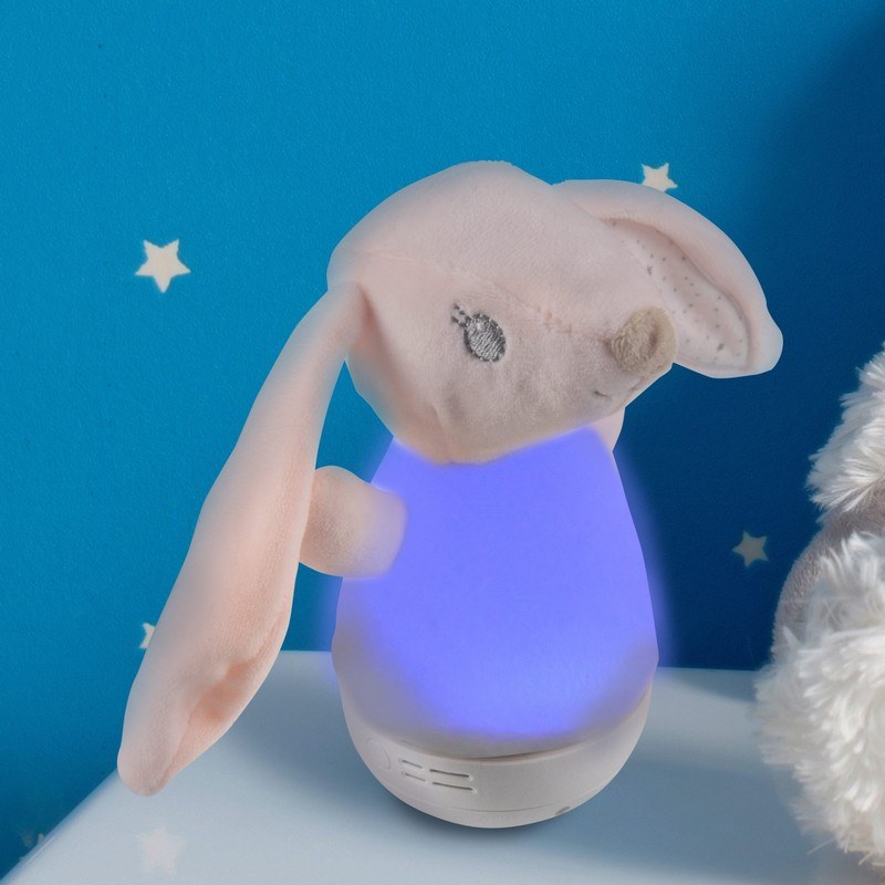 Detská plyšová lampa s uspávankami ZAJAC, RGB, 10 melódií