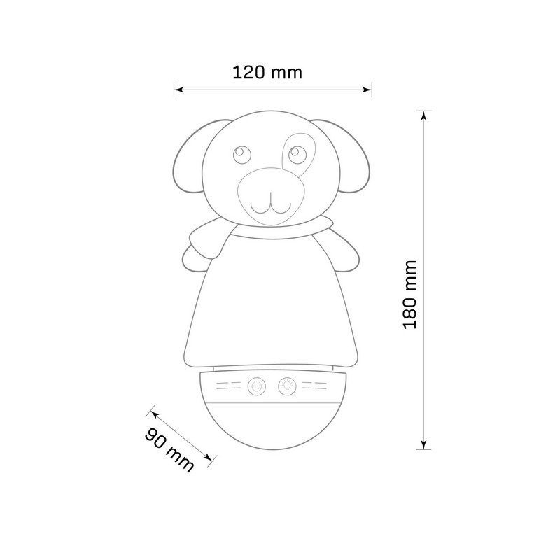 Detská plyšová lampa s uspávankami PES, RGB, 10 melódií