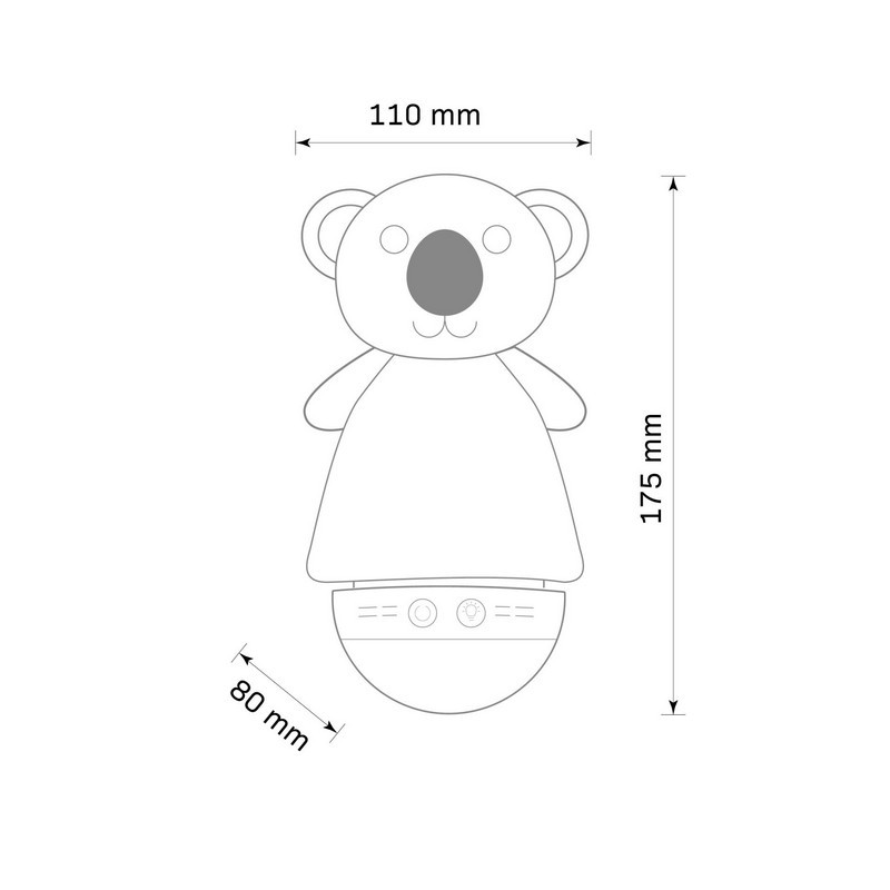 Detská plyšová lampa s uspávankami KOALA, RGB, 10 melódií