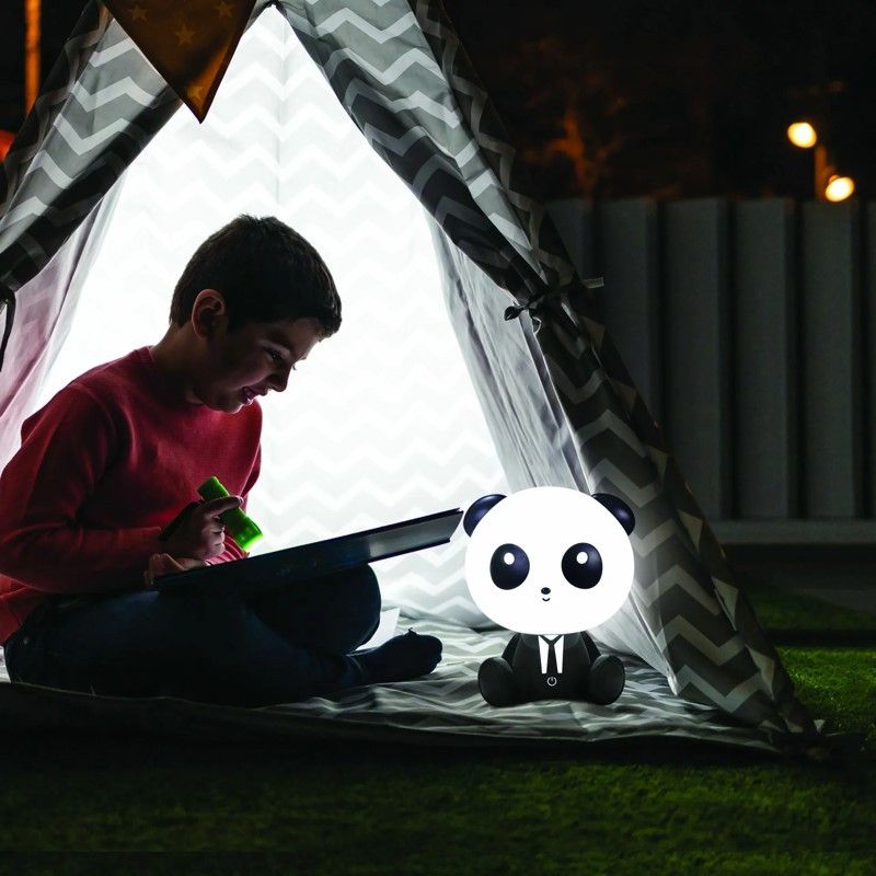 Detská nabíjacia LED lampa PANDA 2,5 W, USB-C, teplá biela, čierno-biela