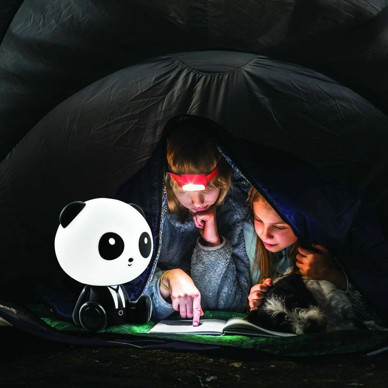 Detská nabíjacia LED lampa PANDA 2,5 W, USB-C, teplá biela, čierno-biela