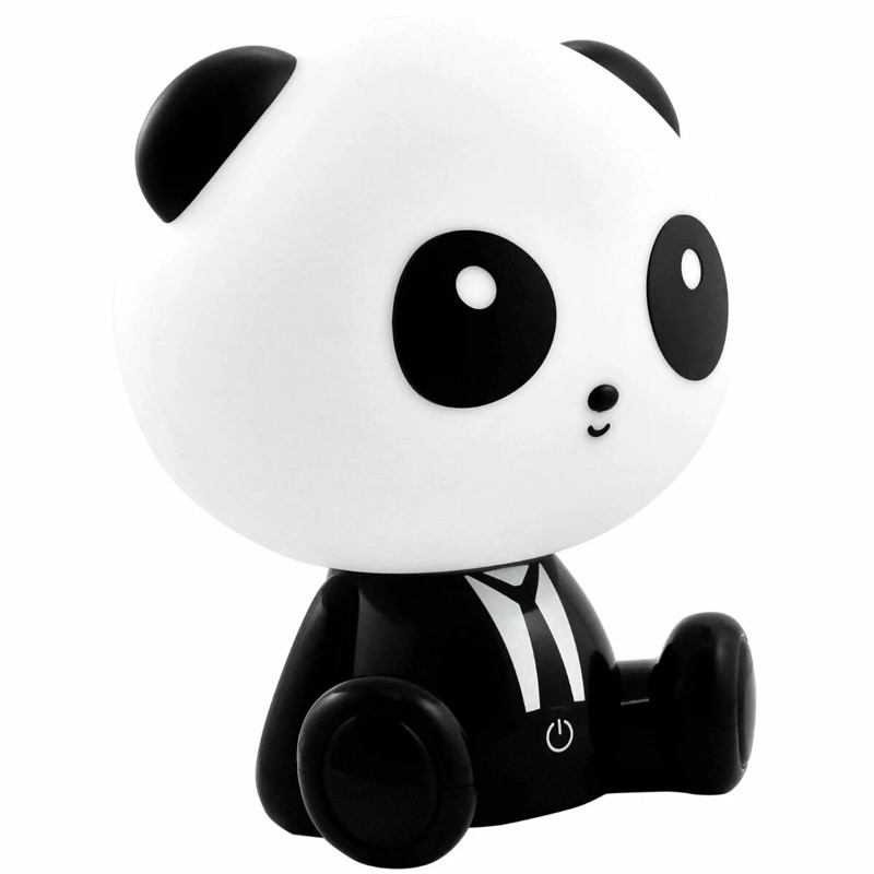 Detská nabíjacia LED lampa PANDA 2,5 W, USB-C, teplá biela, čierno-biela