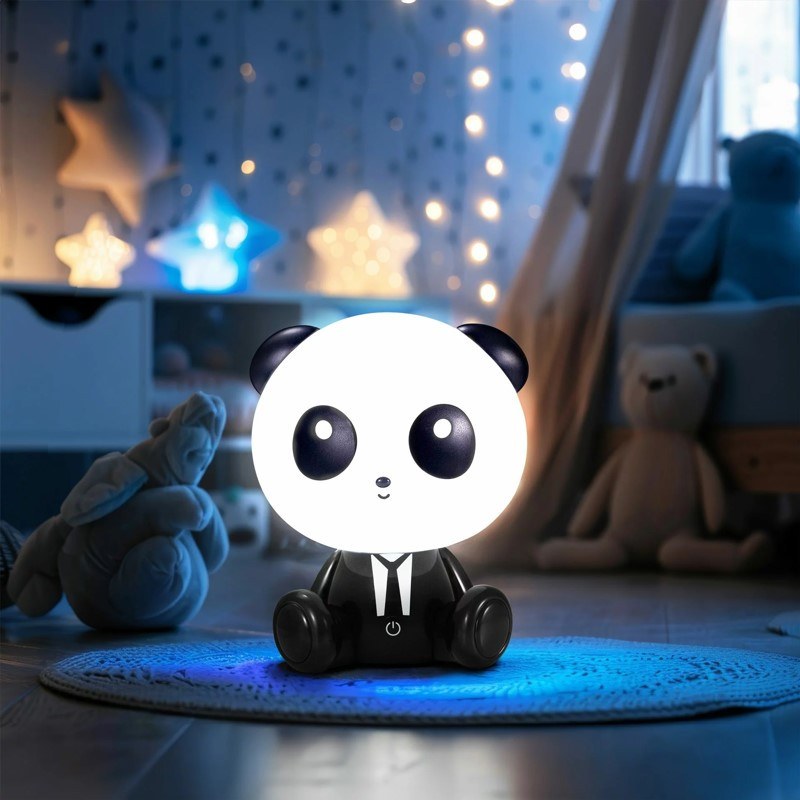 Detská nabíjacia LED lampa PANDA 2,5 W, USB-C, teplá biela, čierno-biela