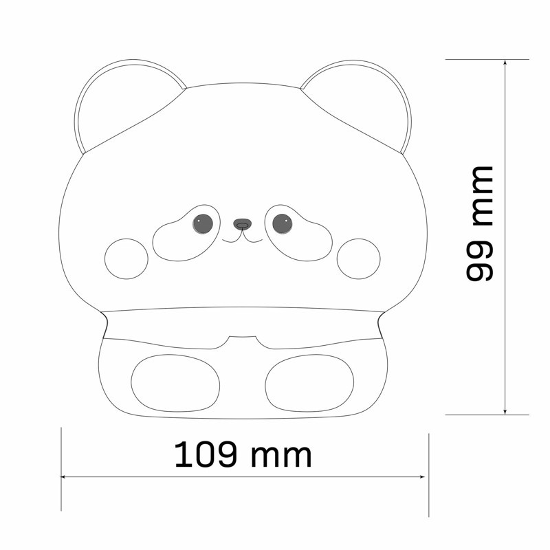 Detská silikónová LED lampa PANDA, nabíjacia, teplá biela 3000 K, USB-C