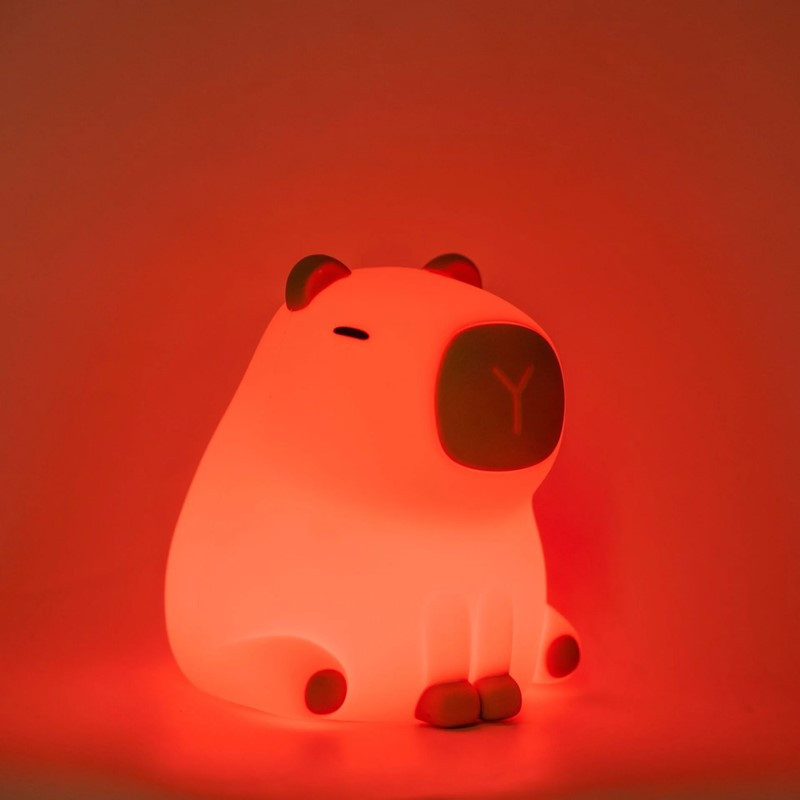 Detská silikónová LED lampa KAPIBARA, nabíjacia, farebné RGB svetlo, USB-C