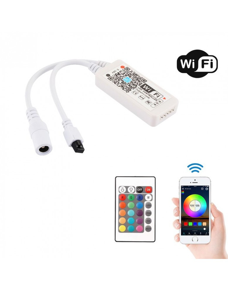 WiFi ovládač RGB LED pásov s IR ovládačom, 12 V 72 W / 24 V 144 W