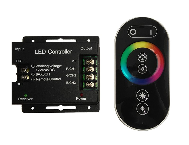 Ovládač pre RGB LED pásy s diaľkovým ovládaním RF, 12 V 216 W / 24 V 432 W (KM-RGB-11)