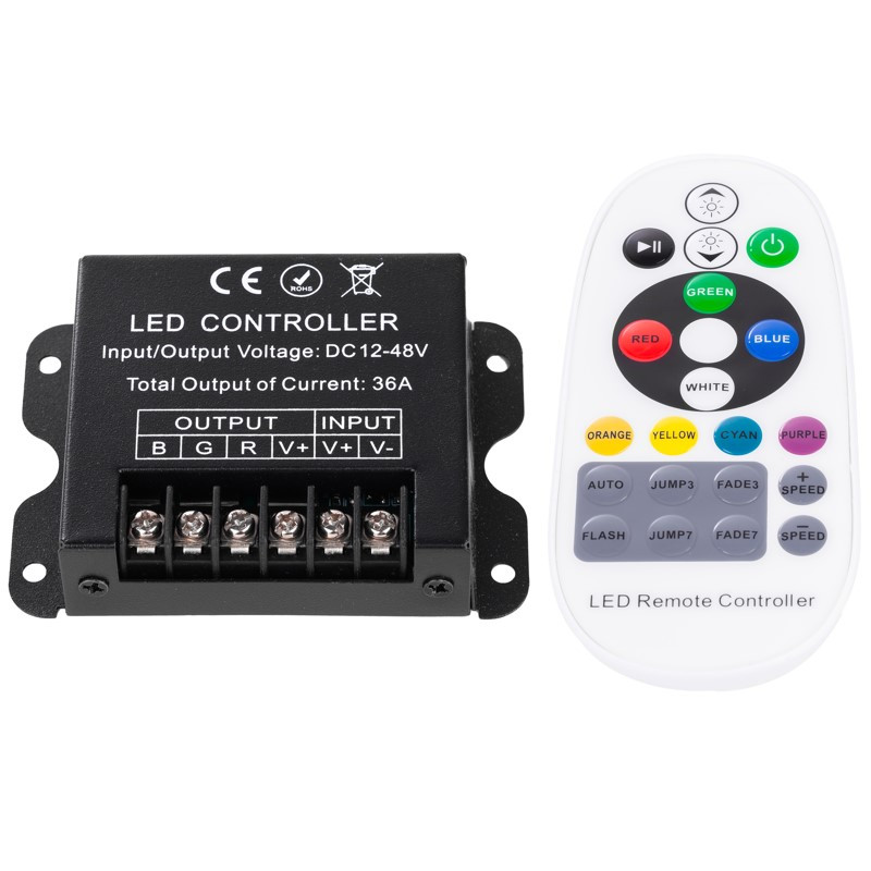 Ovládač pre RGB LED pásy s diaľkovým ovládaním RF, 12 V 432 W / 24 V 864 W (KM-RGB-15)